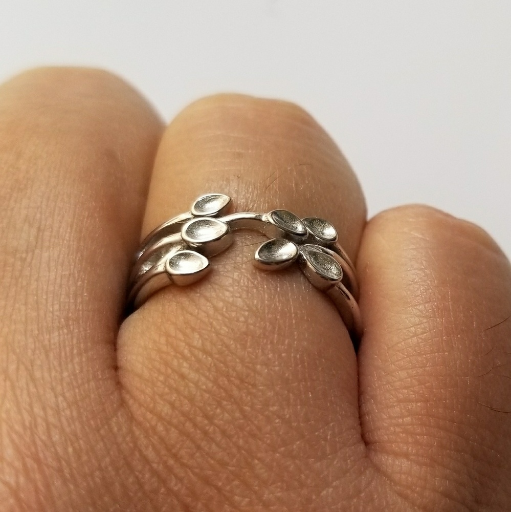 Sterling Silver Leaves Adjustable Ring